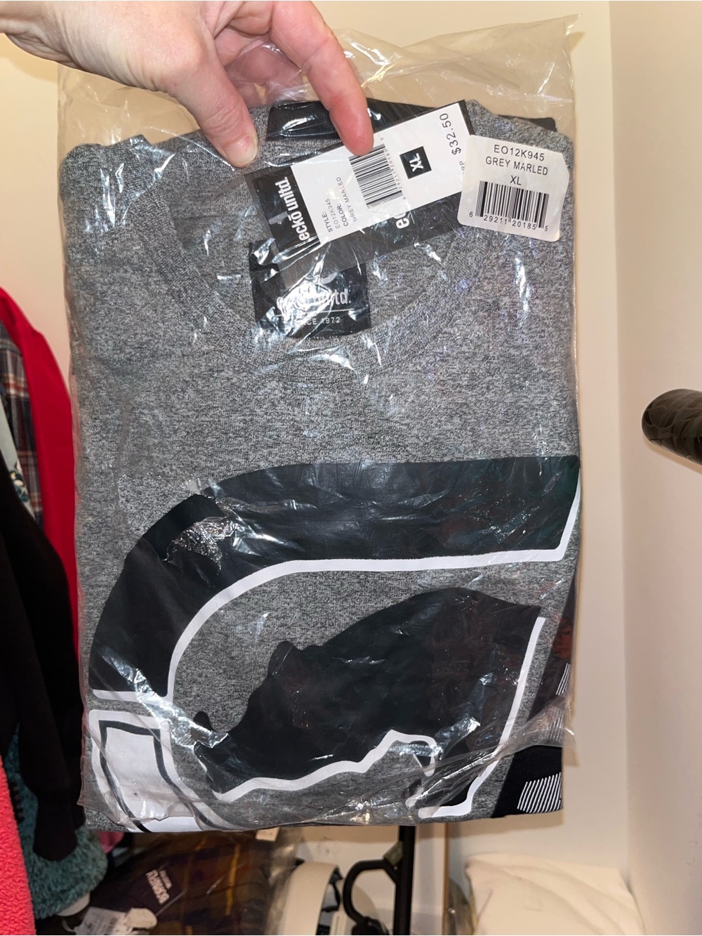 Ecko Unlimited Grey Marled Short Sleeve Tee with Black and White Logo